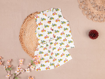 Fun Scooter Print Cotton Jabla Shorts Set