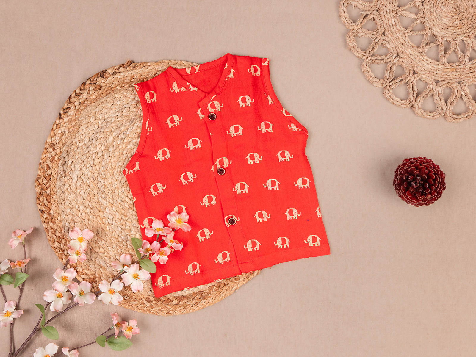 Red Elephant Muslin Vest