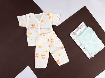 Woodland Fox & Rainbow Print - Muslin Night Suit