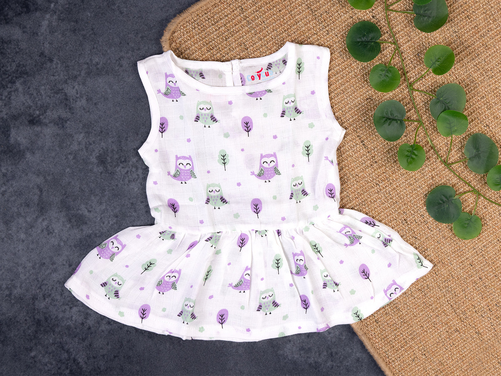 Woodland Owl - Sleeveless Button Frock