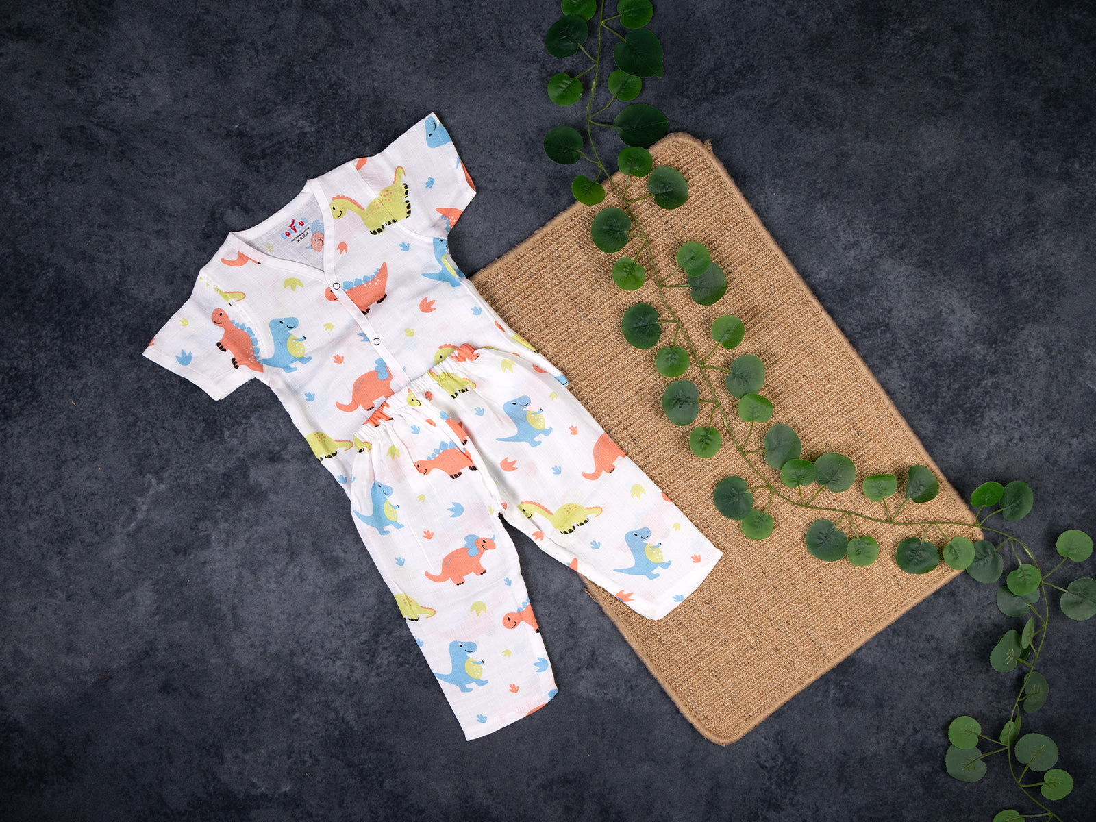 Dinosaur Adventure Print - Muslin Night Suit