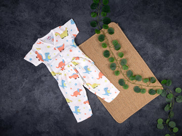 Dinosaur Adventure Print - Muslin Night Suit