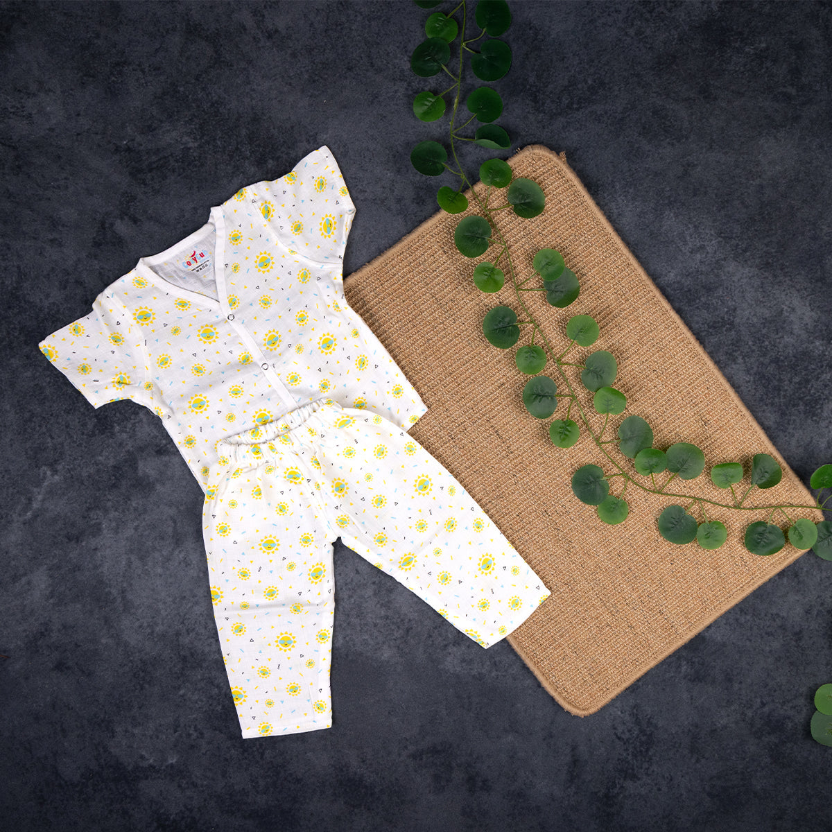 Sunshine Flower Print - Muslin Night Suit