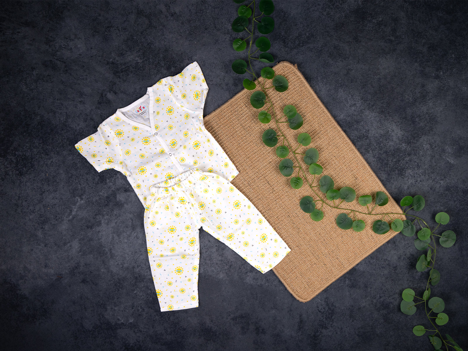 Sunshine Flower Print - Muslin Night Suit