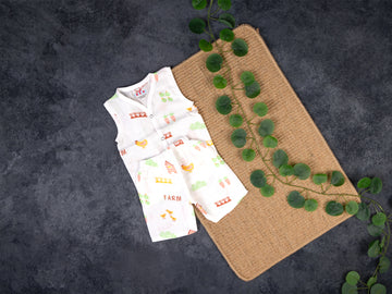 Farm Life Print Muslin Jabla Set