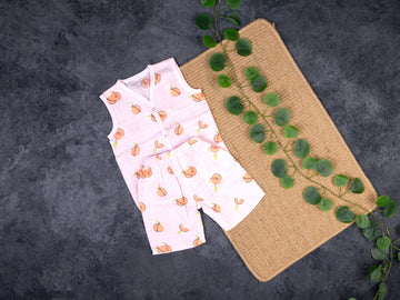 Muslin Jabla with Shorts - Peach Print