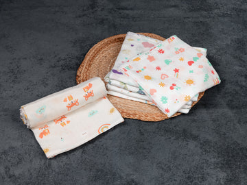 Woodland Rainbow Fox - Premium Cotton Muslin Towels (75 cm x 150 cm)