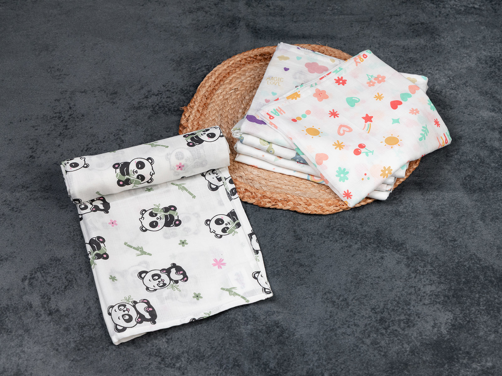 Panda Print (100cm x 100cm) - Premium Cotton Muslin Swaddle