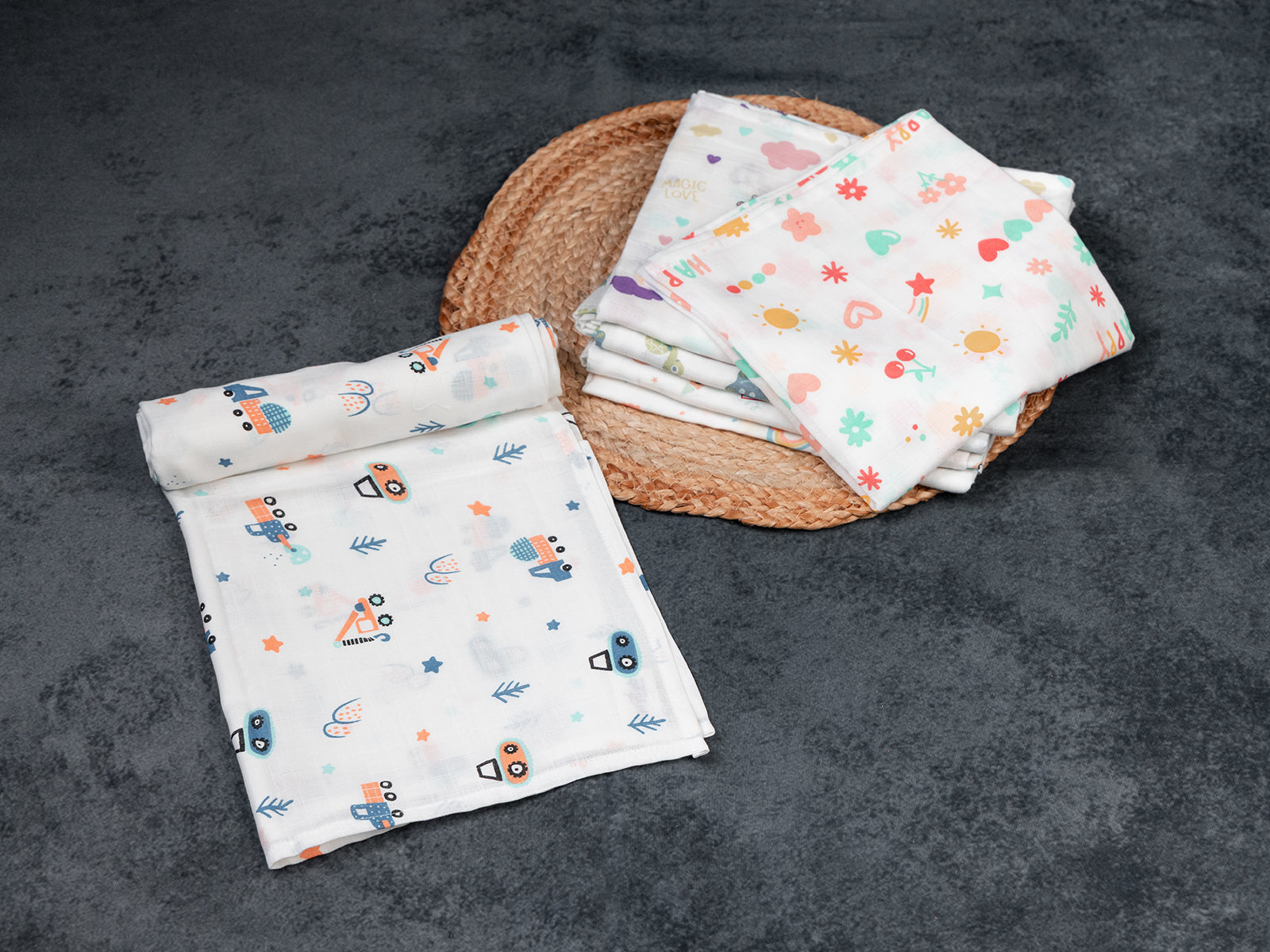 Adventure Vehicle Print (100cm x 100cm) - Premium Cotton Muslin Swaddle