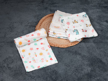 Delightful Happy -  Premium Cotton Muslin Towels (75 cm x 150 cm)