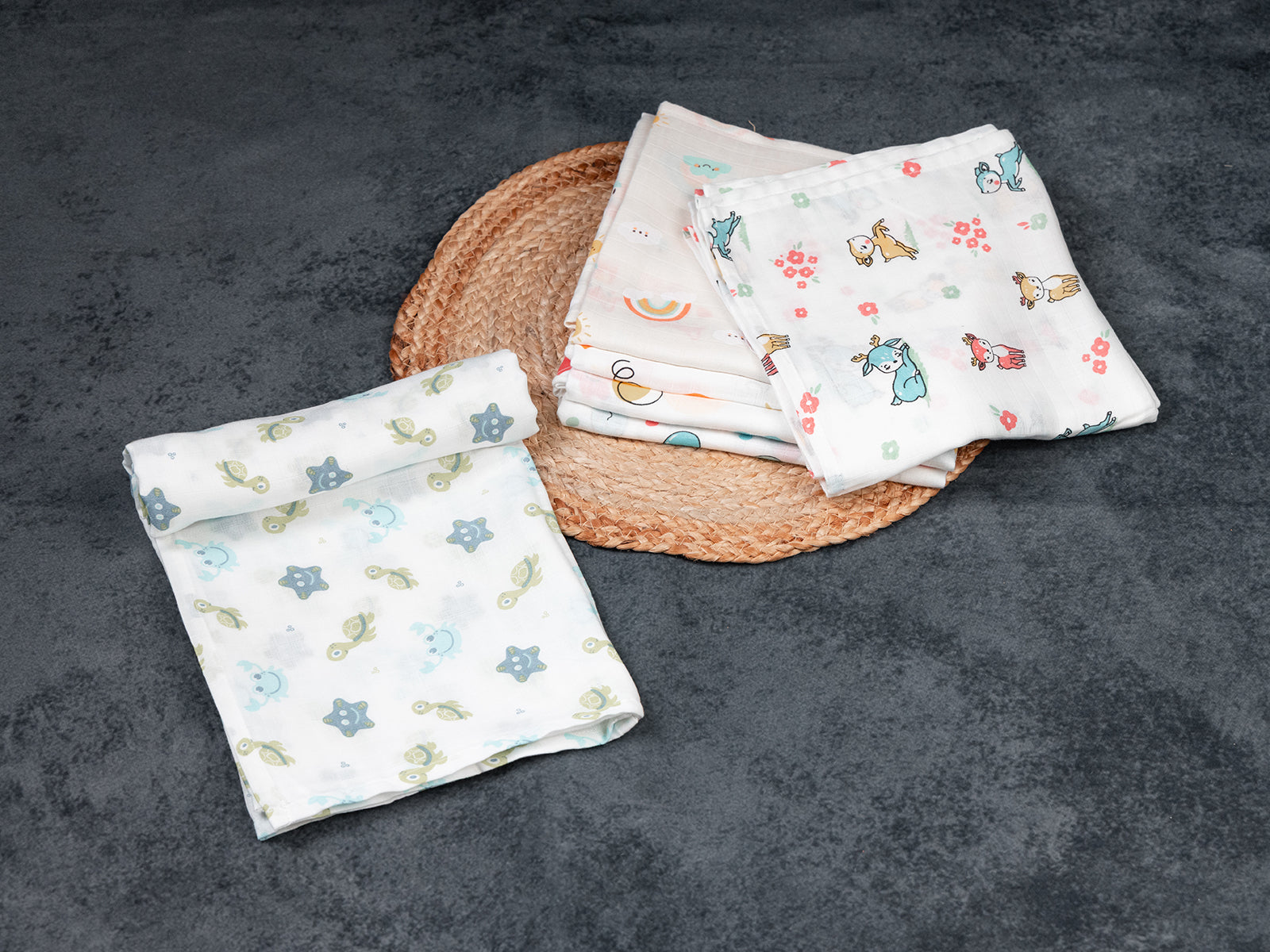 Ocean Friends Print  Premium Cotton Muslin Towels (75 cm x 150 cm)