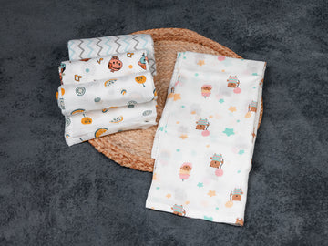 Colourful Cute Bear - Premium Cotton Muslin Towels (70 cm x 70 cm)