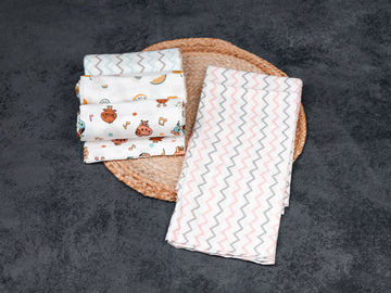 Pink Zig Zag - Premium Cotton Muslin Towels (75 cm x 150 cm)