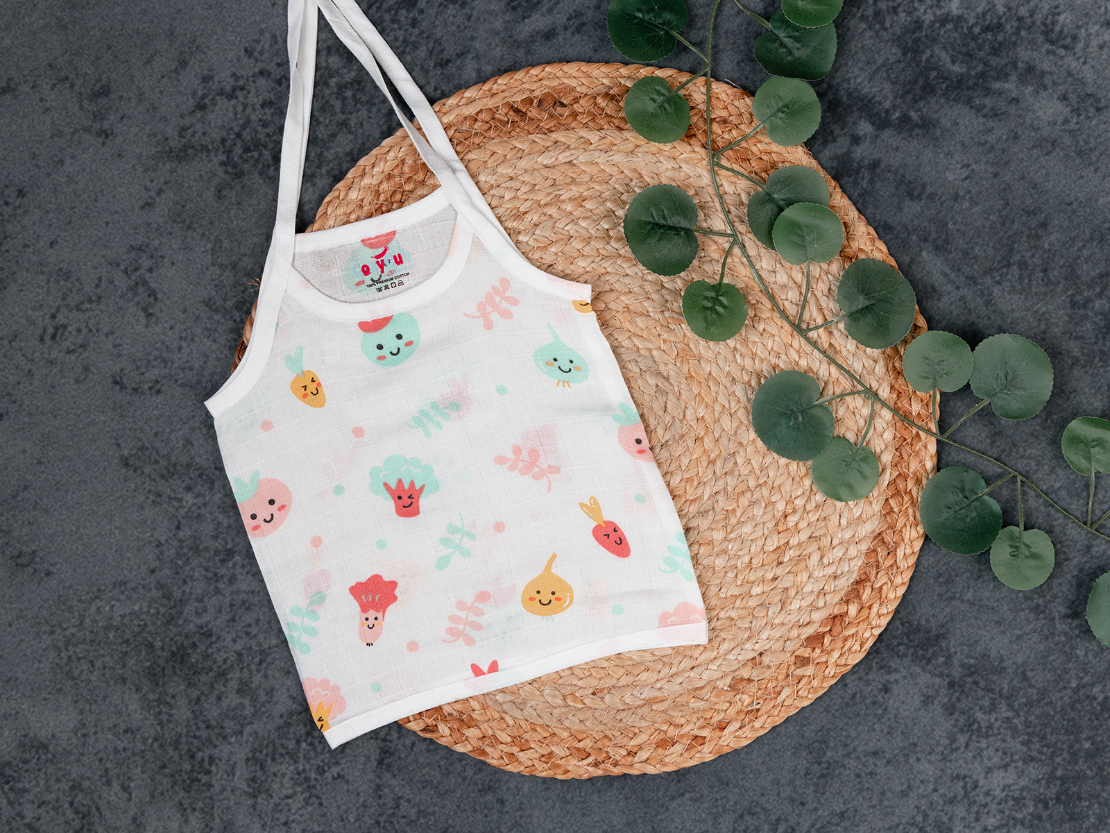 Adorable Smiling Vegetable - Muslin Jabla