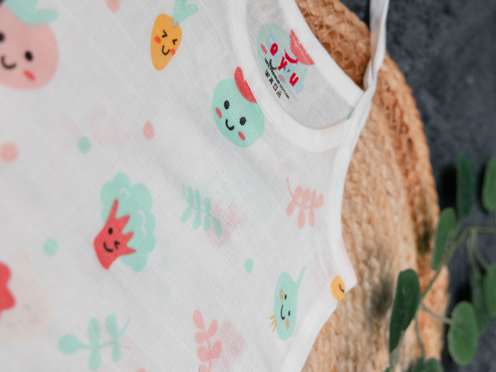 Adorable Smiling Vegetable - Muslin Jabla