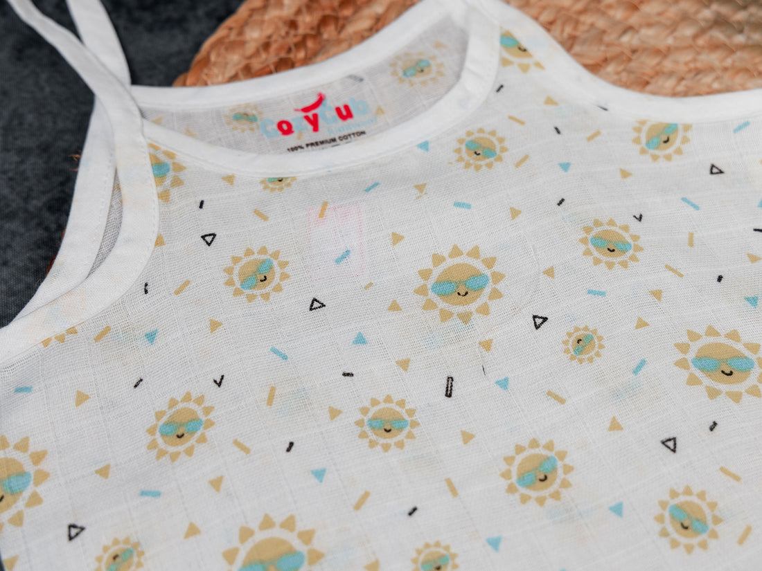 Delightful Sunflower Motifs - Muslin Jabla