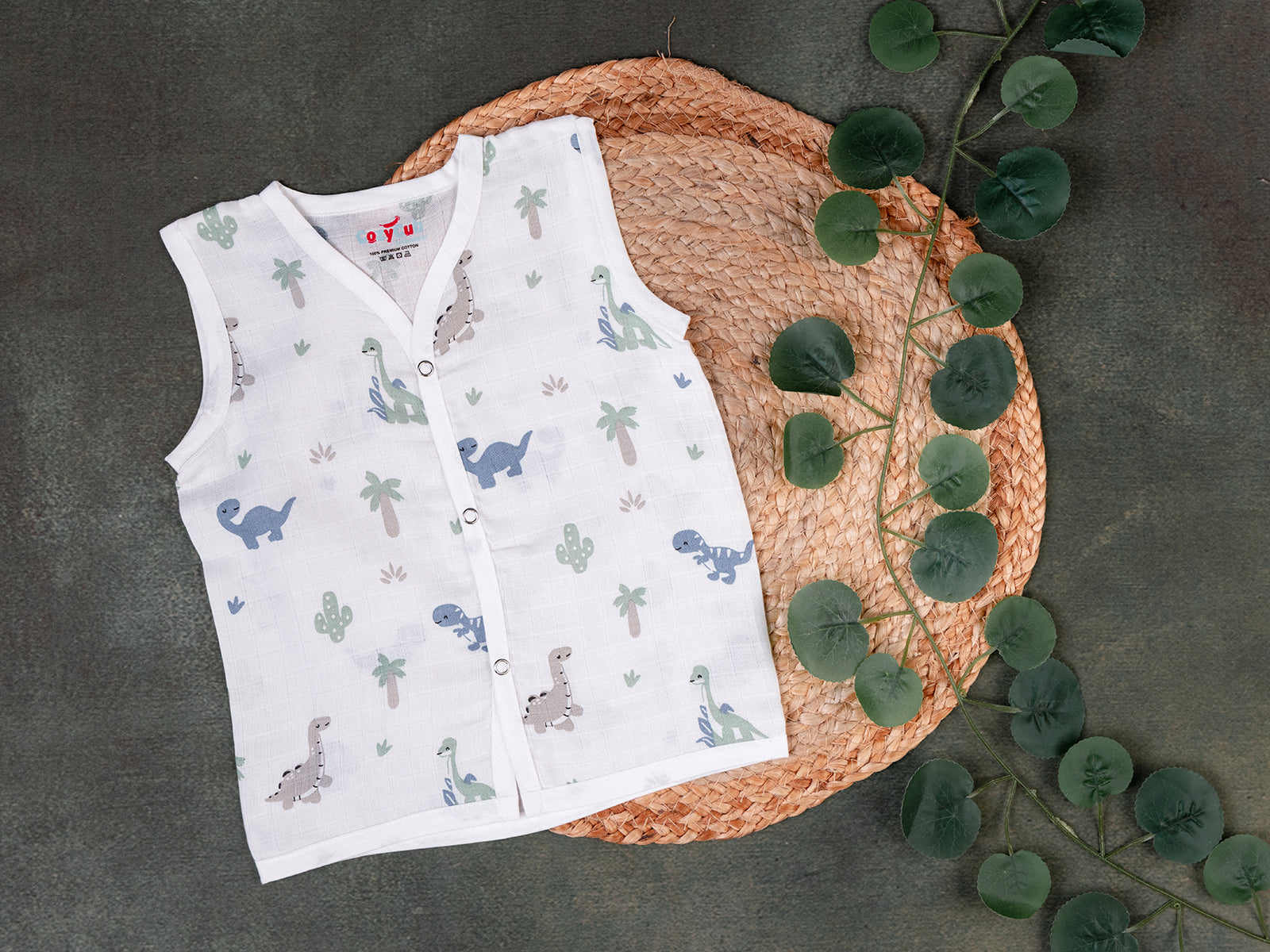 Blue Dino - Muslin Jabla