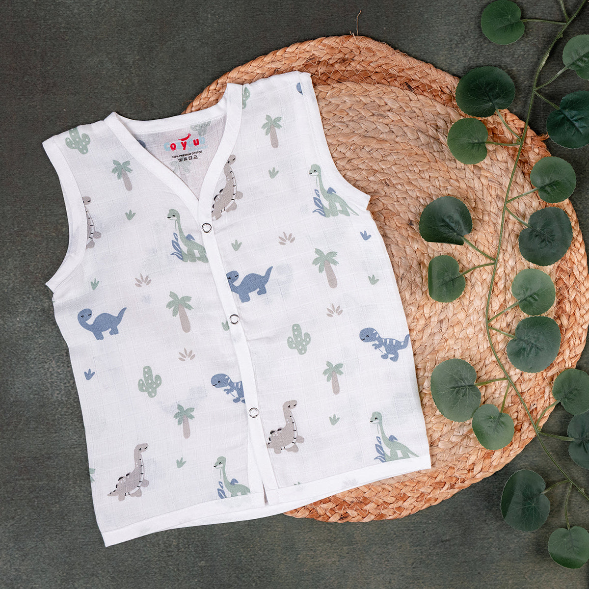 Blue Dino - Muslin Jabla