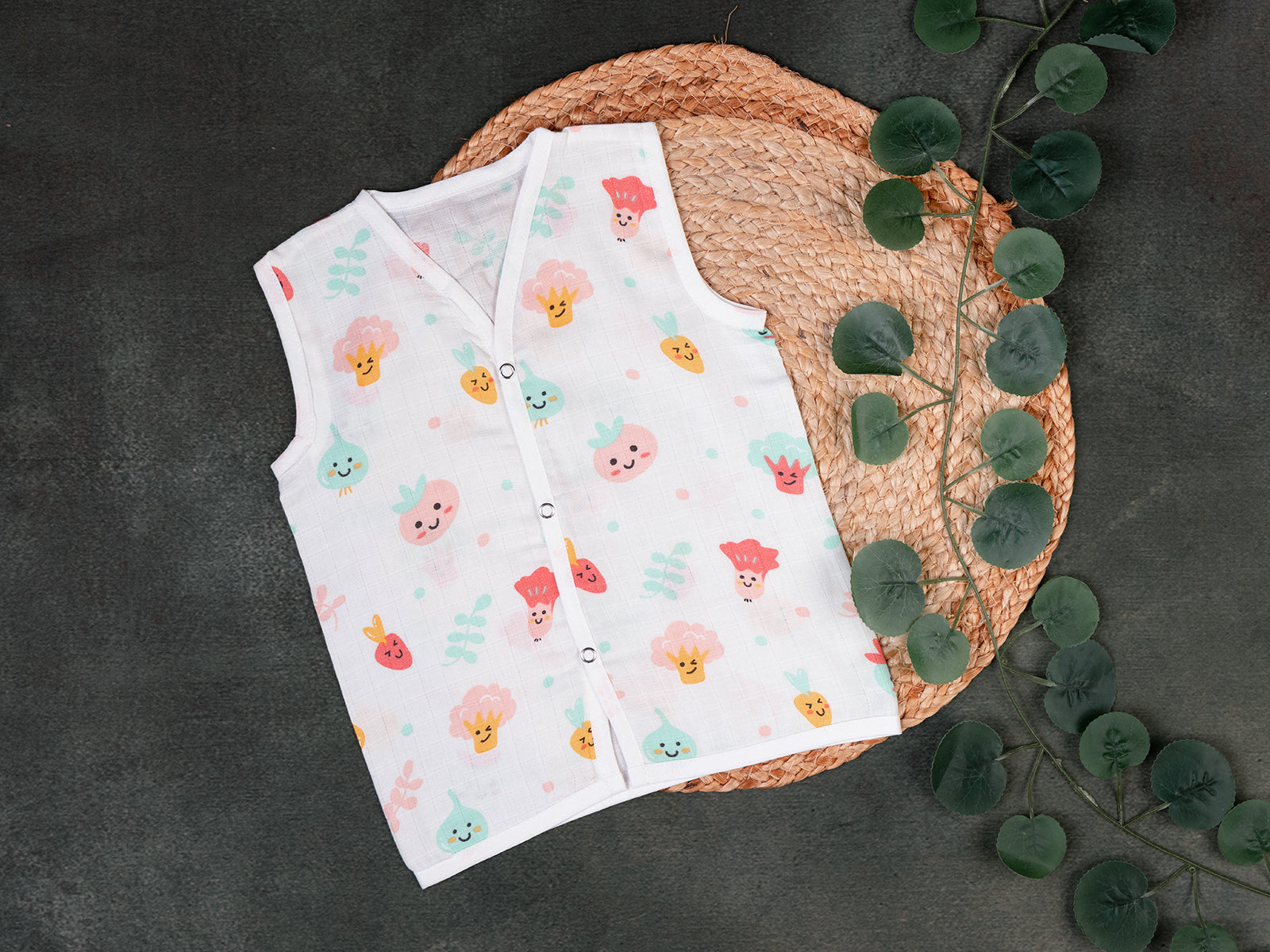 Adorable Smiling Vegetable - Muslin Jabla