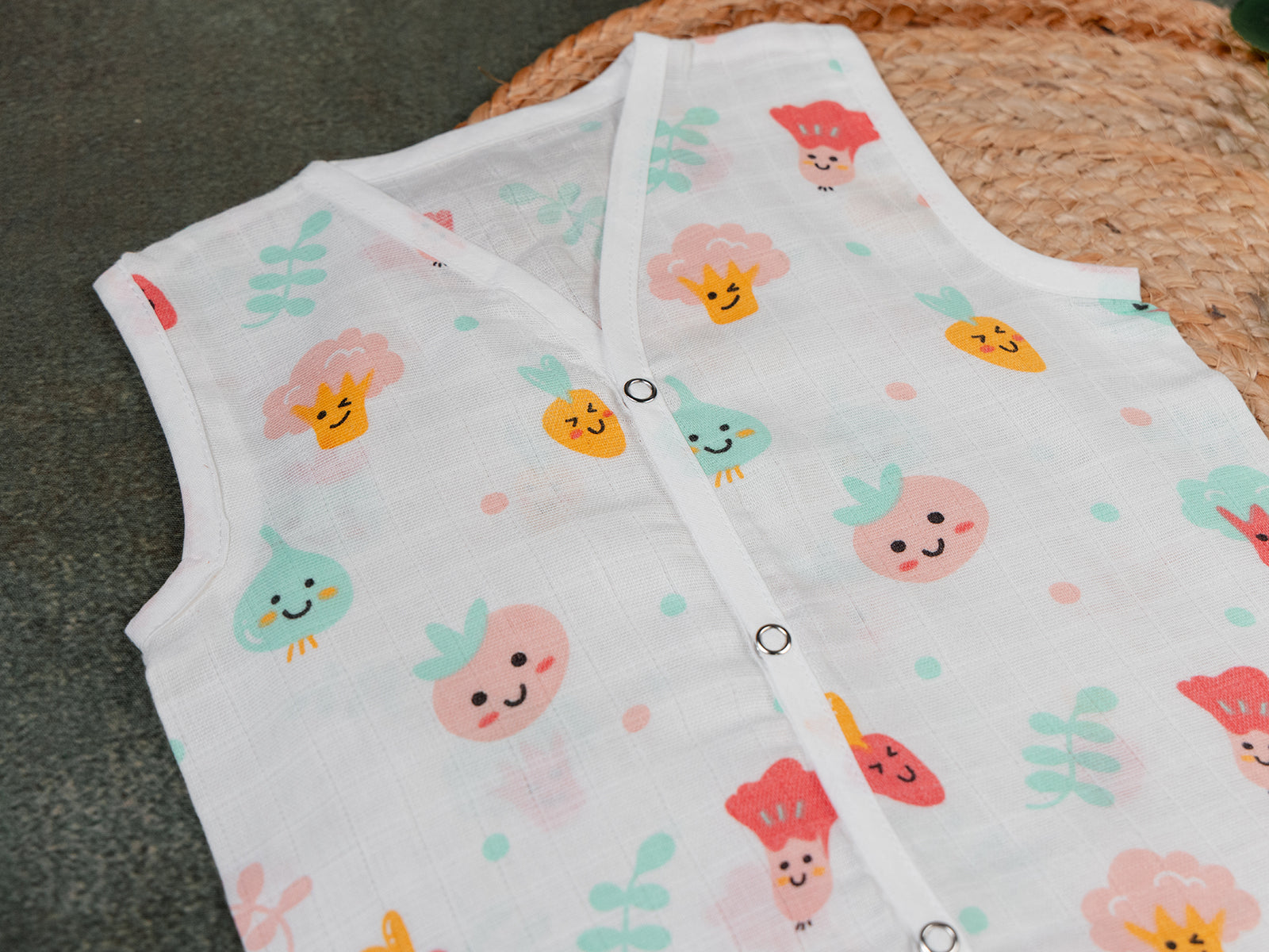 Adorable Smiling Vegetable - Muslin Jabla