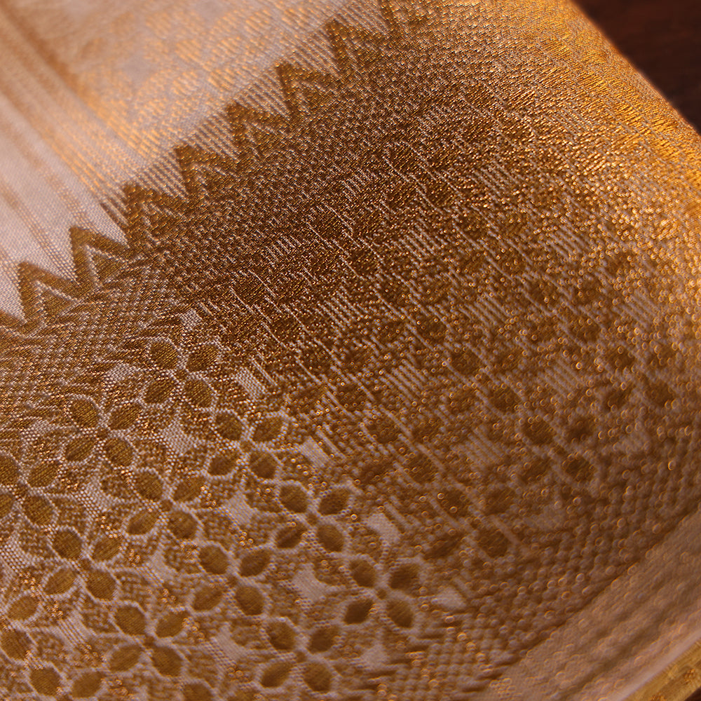 Monga Silk Dhoti with Temple Border