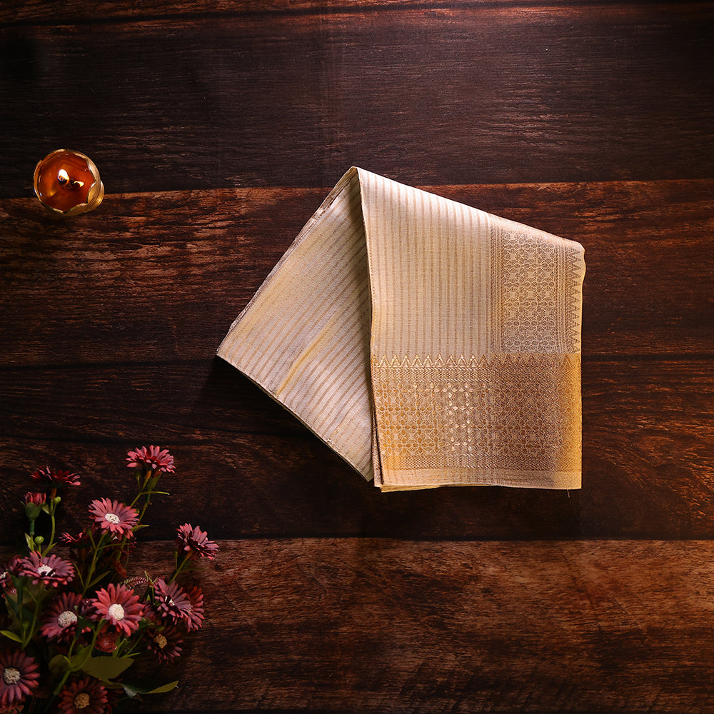 Monga Silk Dhoti with Temple Border