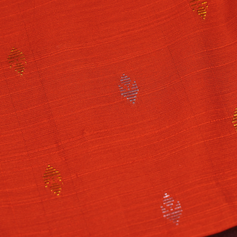 🌸 Orange Raw Silk Top & Lotus Print Skirt Set