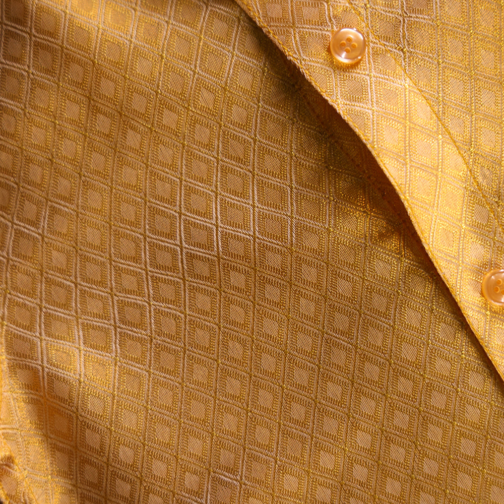 ✨ Premium Golden Art Silk Shirt & Dhoti Set