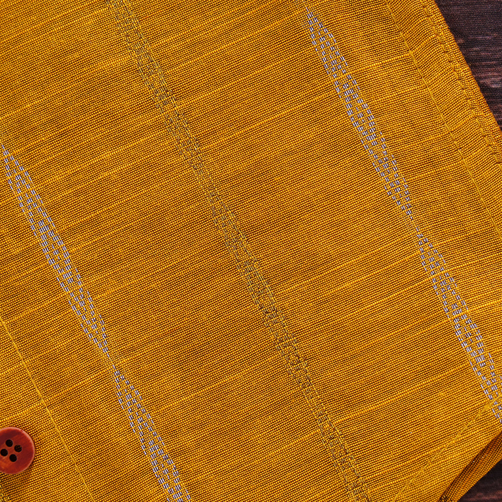 🌟 Mustard Raw Silk Shirt & Traditional Dhoti Set