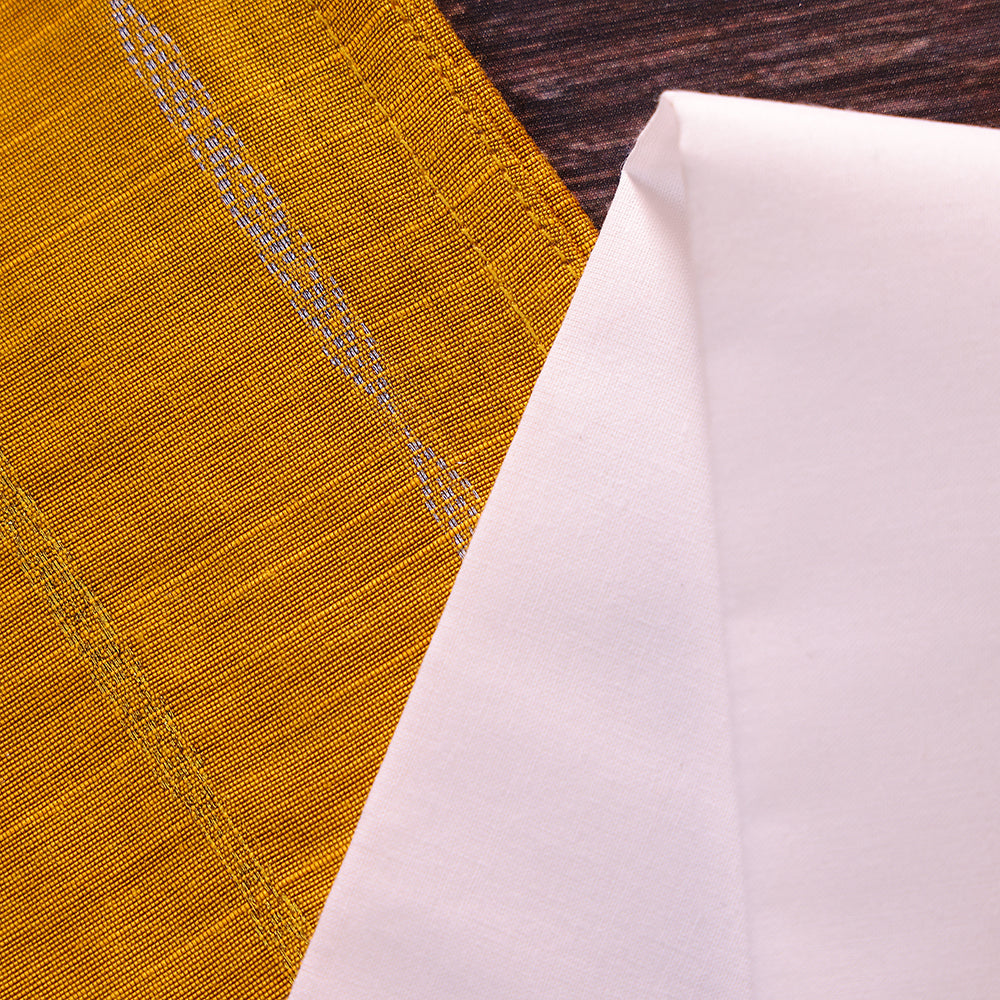 🌟 Mustard Raw Silk Shirt & Traditional Dhoti Set