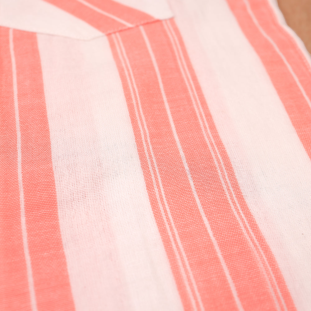 Peach Pinstripe Muslin Co-ord Set