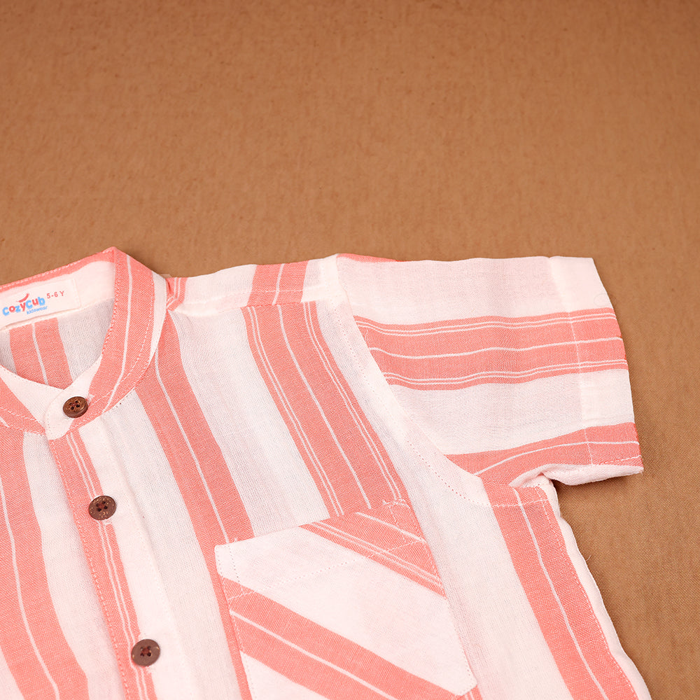 Peach Pinstripe Muslin Co-ord Set