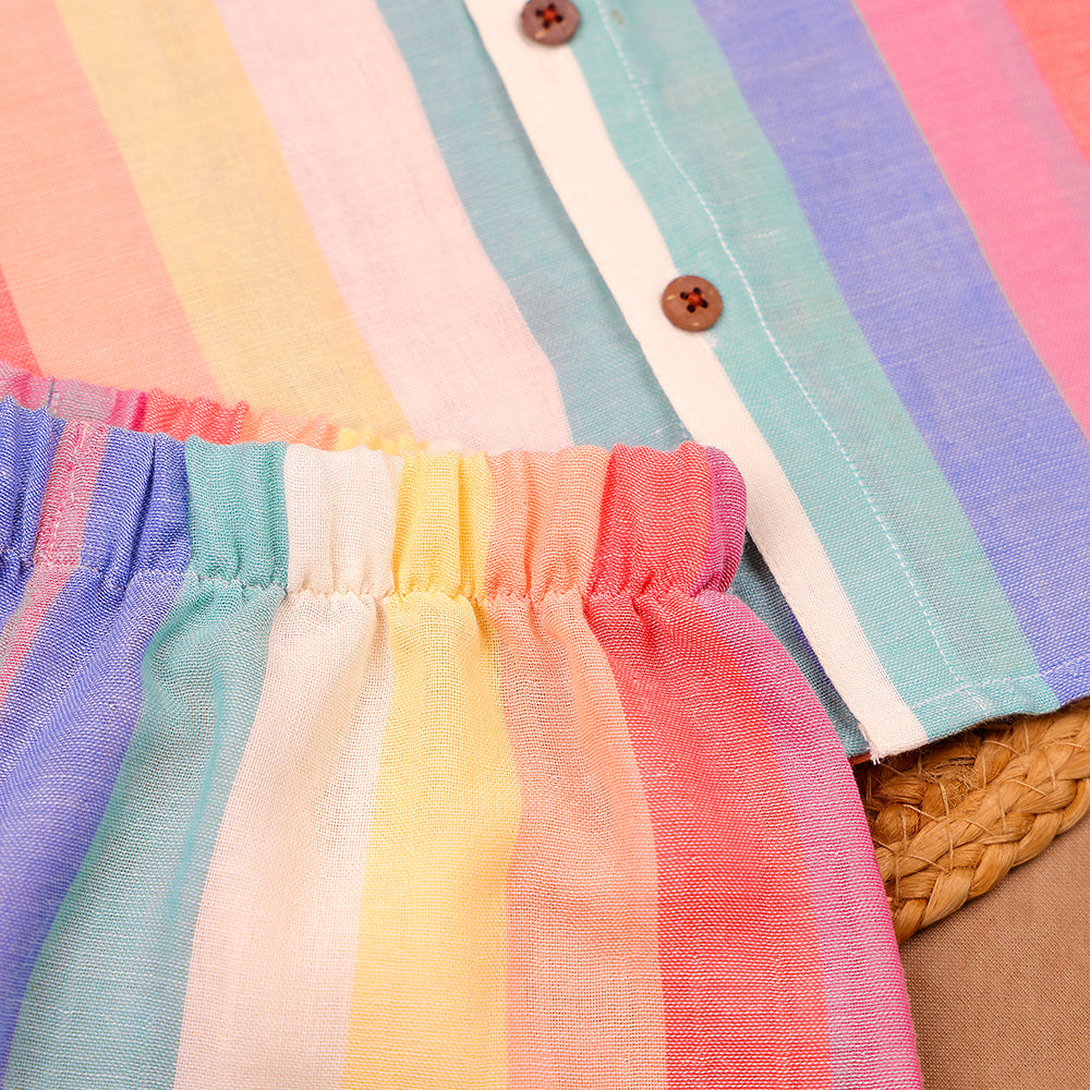 Rainbow Pinstripe Muslin Co-ord Set