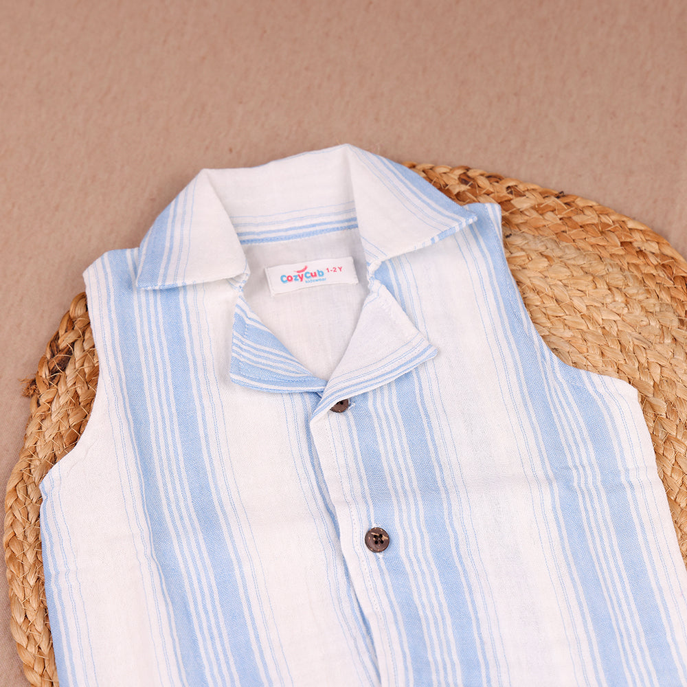 Blue Striped Muslin Coord