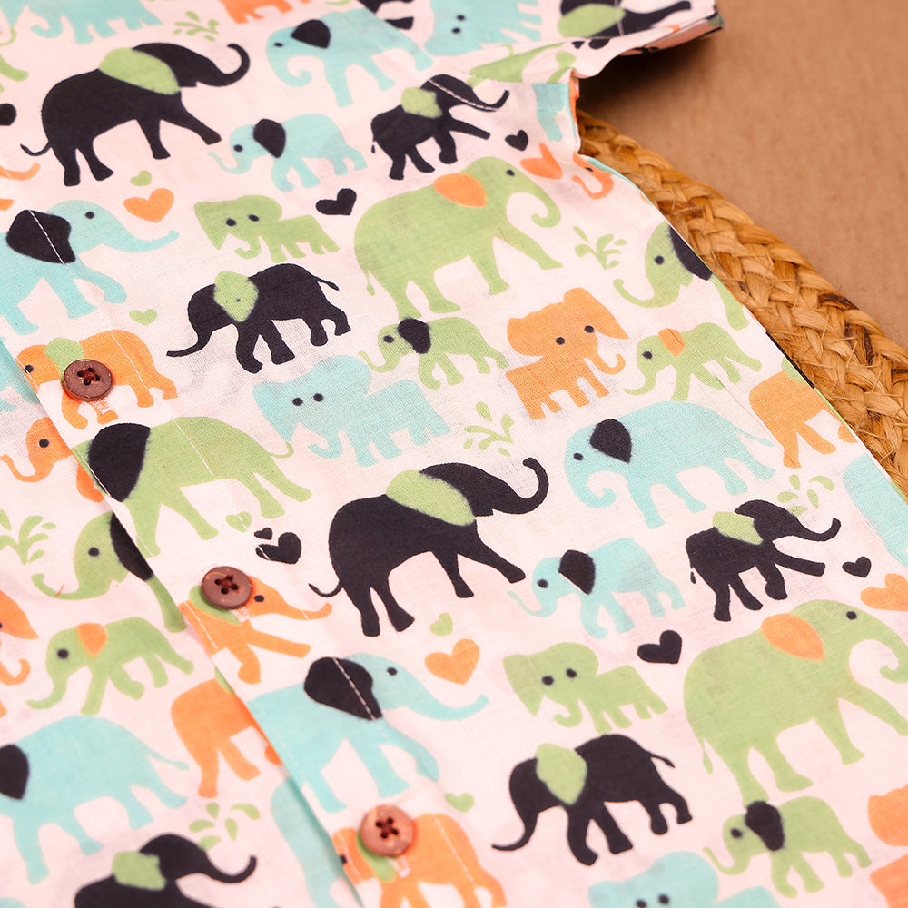 Multicolor Elephant Parade Muslin Co-ord Set