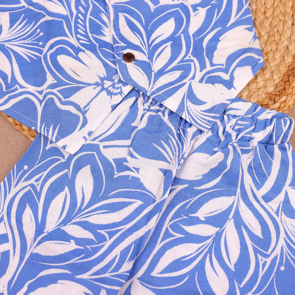 Sky Blue Floral Muslin Coord Set