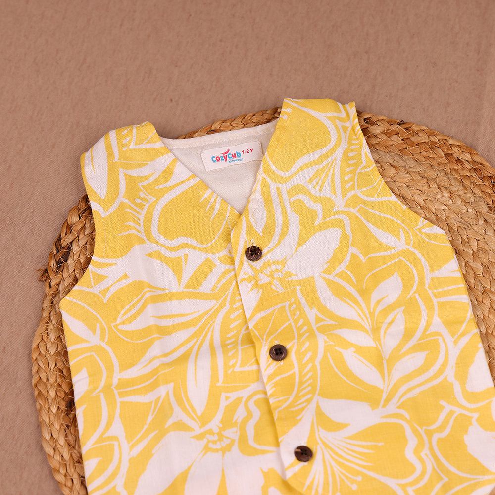 Yellow Floral Muslin Coord Set