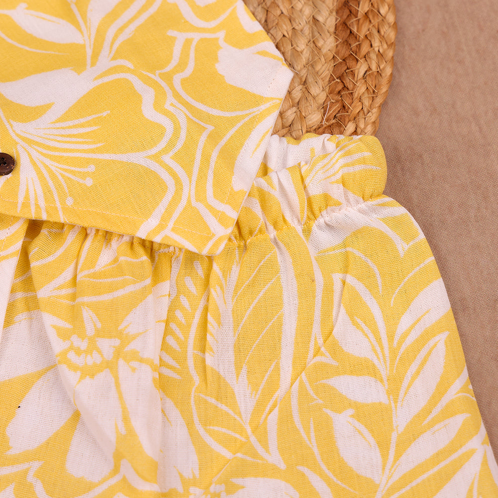 Yellow Floral Muslin Coord Set
