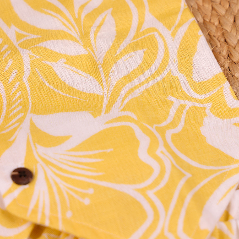 Yellow Floral Muslin Coord Set