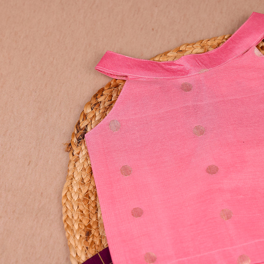Pink Moon Collar Ethnic Top with Flared Skirt