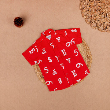 Vibrant Red Numbers - Cotton Shirt