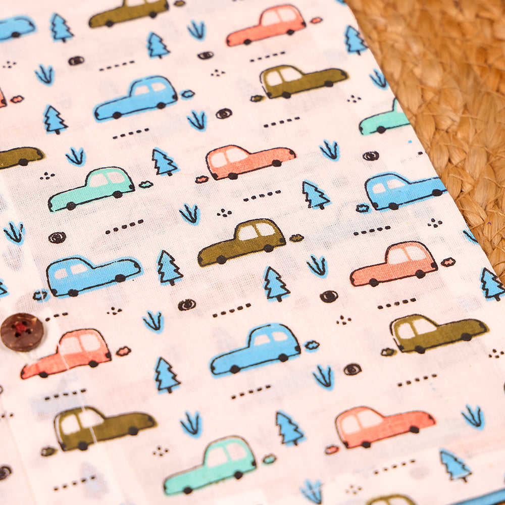 Car Print Cotton Jabla & Shorts Set