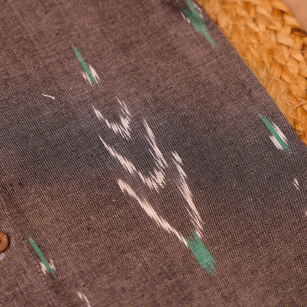 Charcoal Grey Ikkat Print Cotton Shirt
