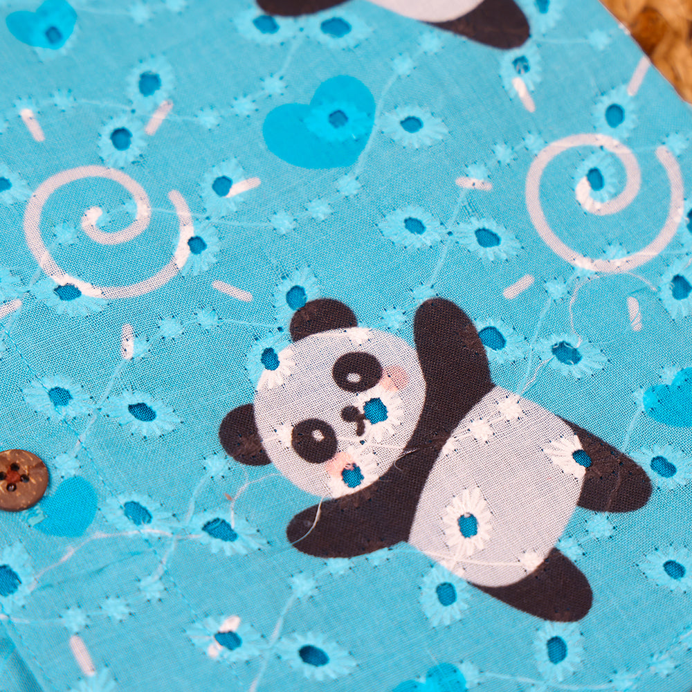 Sky Blue Panda Print Cotton Hacoba Shirt