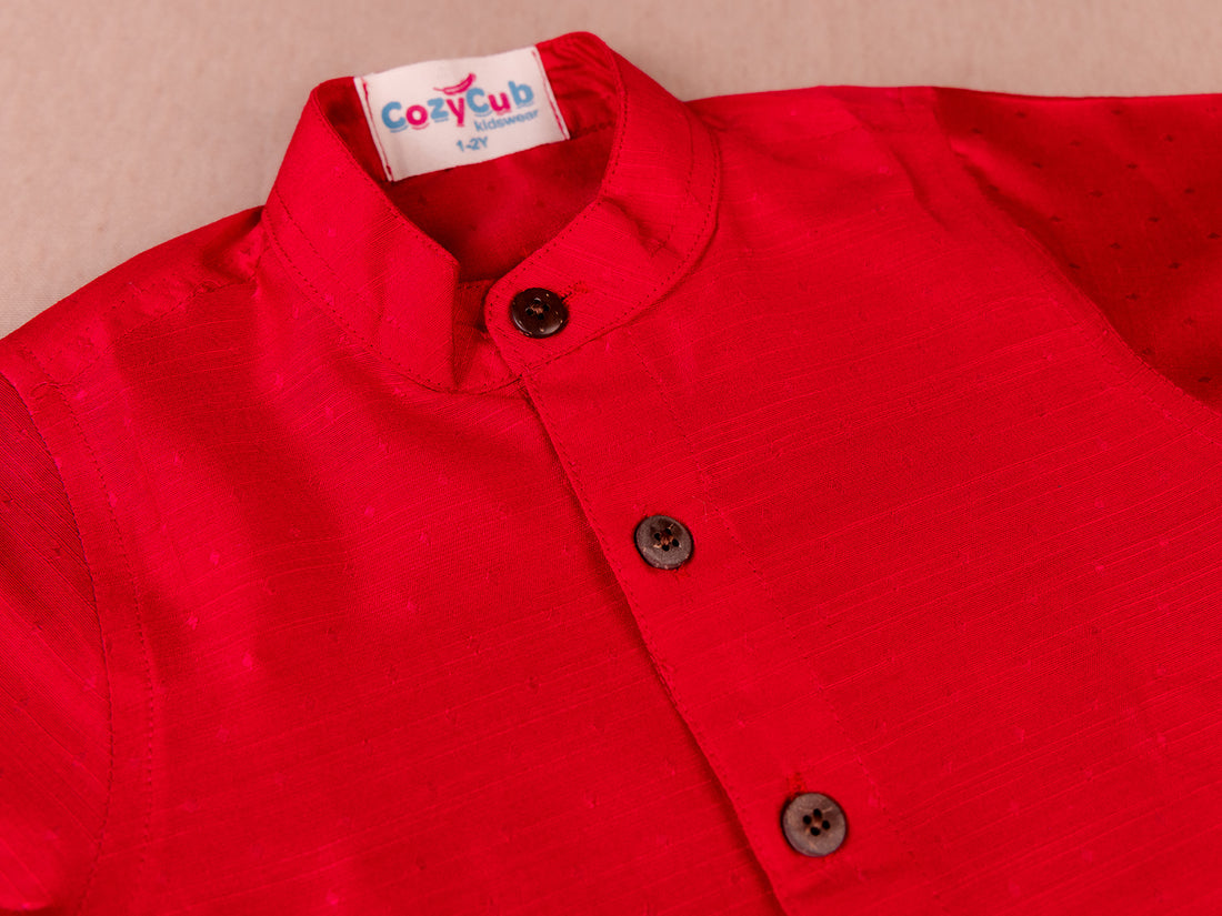 Classic Vibrant Pink Ethnic Shirt & Dhoti Set