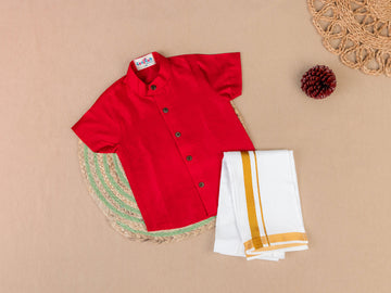 Classic Vibrant Pink Ethnic Shirt & Dhoti Set