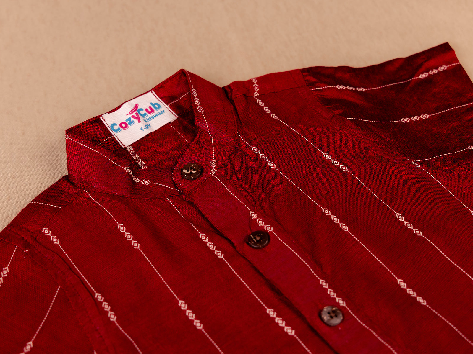 Classic Red Striped Shirt & Dhoti Set