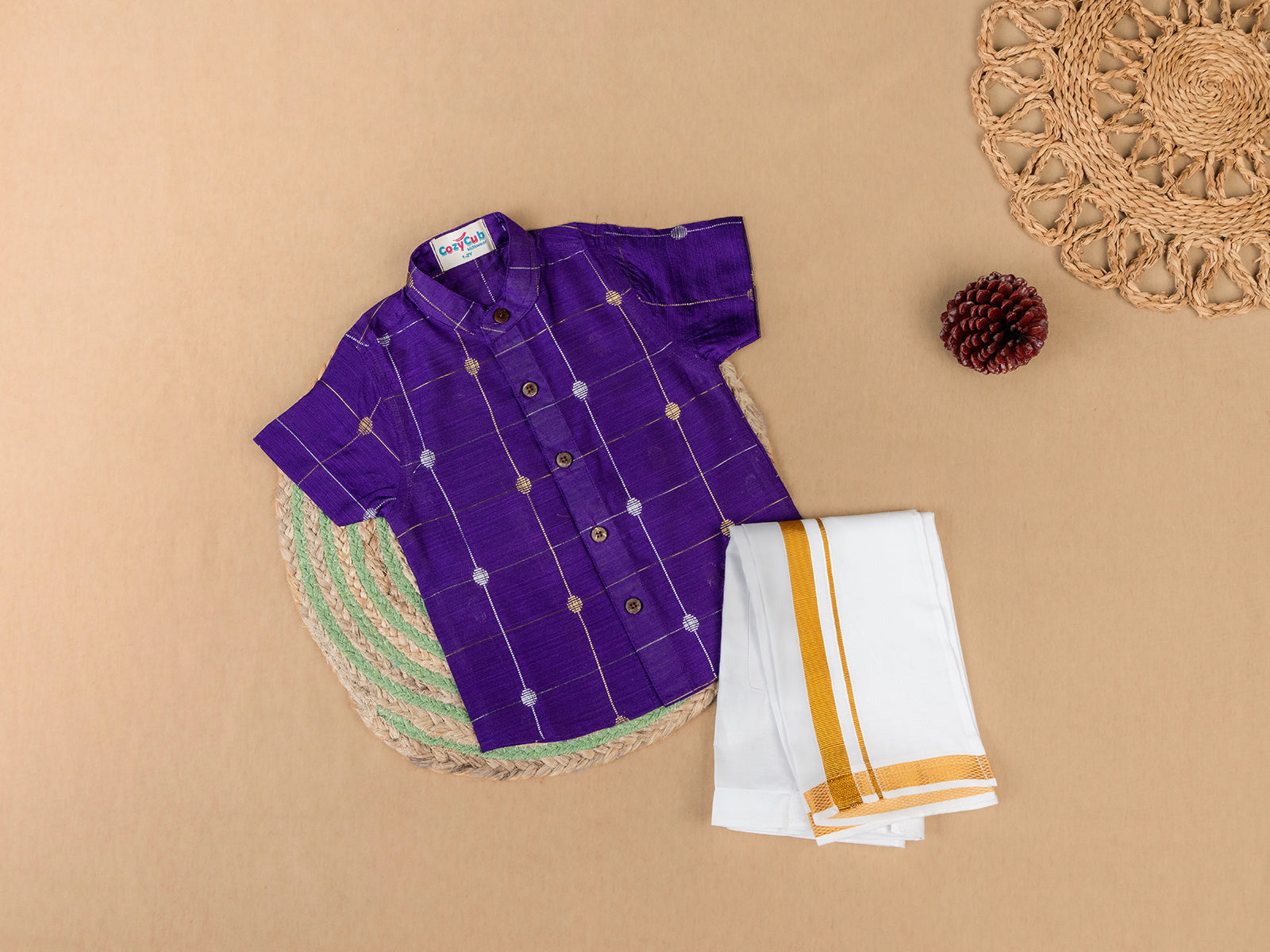 Elegant Purple Shirt with Dhoti