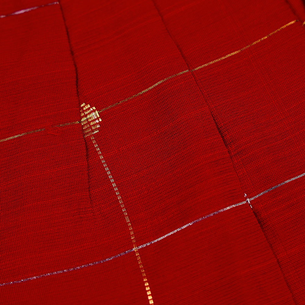 Bright Ruby Red Raw Silk Lined Frock