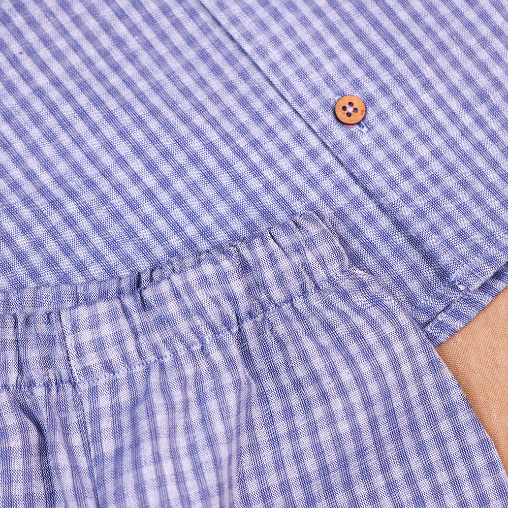 Cool Blue Cotton Checks Co-ord Set for Boys